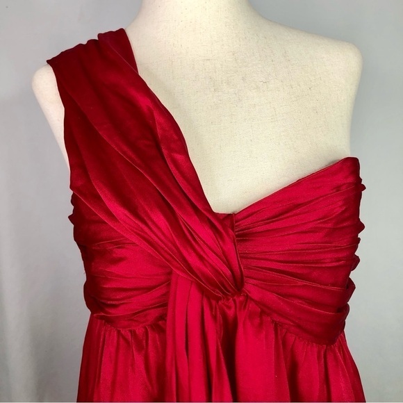 Moschino Cheap and Chic Key to My Heart red silk mini dress one shoulder size 46 - Picture 3 of 13